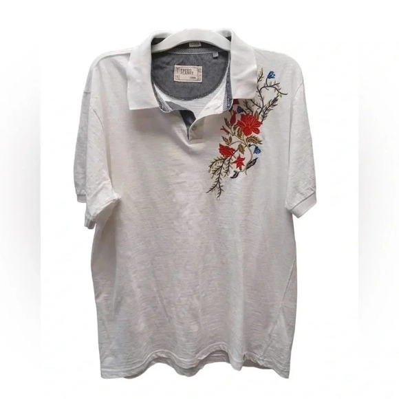 Free Planet Floral Polo Short Sleeve  Too Size Large - Picture 1 of 9